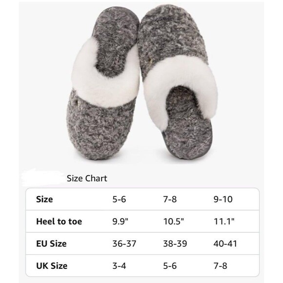 Slippers Cute Memory Foam Fuzzy House Bedroom Womens 7-8 Grey Comfy Cozy - Picture 7 of 7